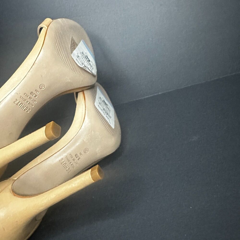Schutz Stiletto Sandal 6.5 Ankle Strap Nude Heels Formal Cocktail Tan Cadey Lee - Picture 7 of 11